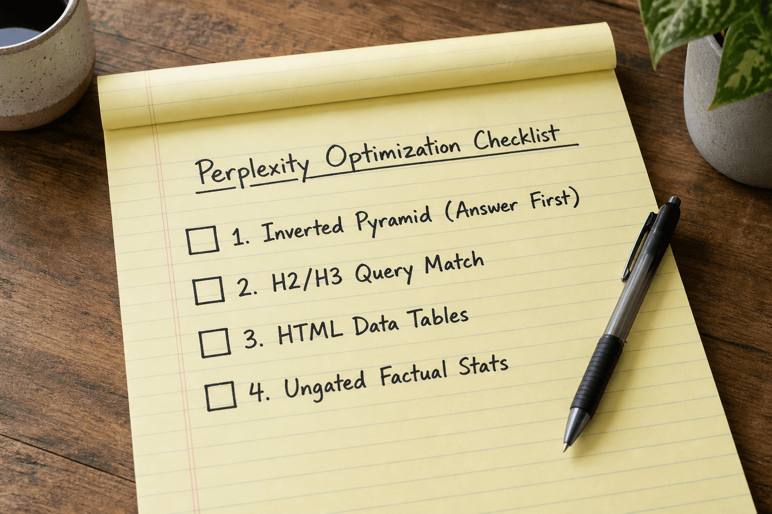 A tactical checklist for structuring content to win Perplexity AI citations.