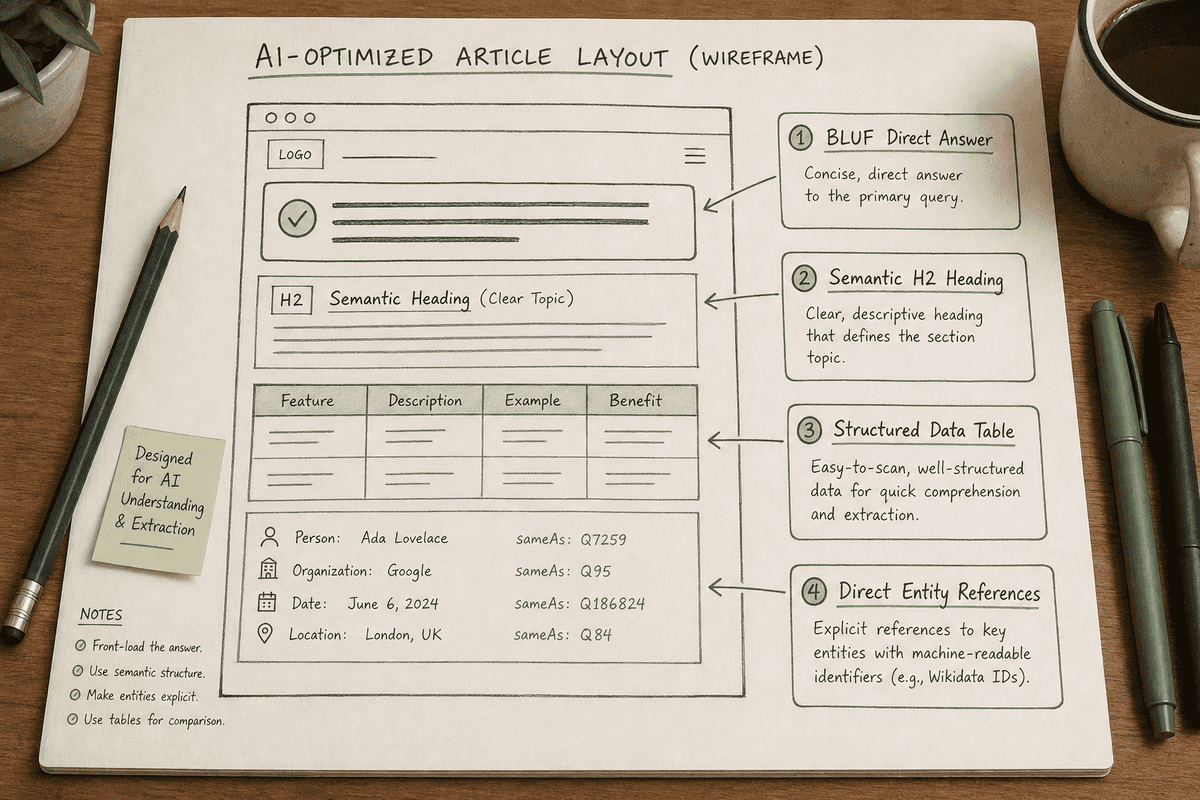 Anatomy of an AI-optimized article structured for machine readability and citation retrieval.
